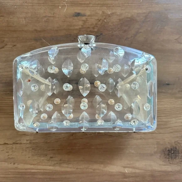 VINTAGE Lucite/Acrylic & Crystal Clutch - Picture 2 of 2